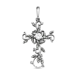 Pendentif Croix laiton argenté - Pierre Zircon Cubique