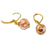Boucles d'oreille Murano - Rose et Or