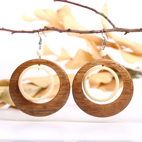 Boucles d'oreille en bois - Créoles