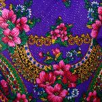Foulard russe lilas à motif floral