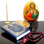 Icone du Christ Pantocrator - icone peine sur oeuf en bois