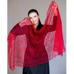 Étole rouge framboise - chale russe tricoté à la main