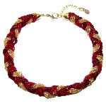 Collier Murano en perles rouge et or tressé