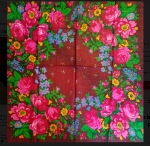 Foulard russe en lurex a motif floral