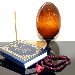 Icone du Christ peinte - icone peine sur oeuf en bois