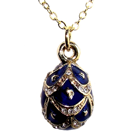 Pendentif Lys - Oeuf bleu Fabergé style
