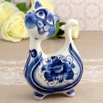 Figurine chat en porcelaine russe Gjel