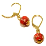 Boucles d'oreille Murano - Rouge et Or