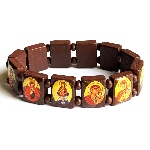 Bracelet religieux russe en bois - Icônes de la Vierge Marie