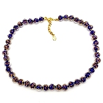 Collier verre Murano - Perles bleu nuit