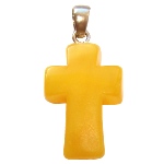 Pendentif Croix Ambre blanc