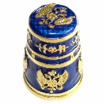 Rare Dé à coudre Faberge copie - Dé Impérial Bleu