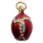 Pendentif Deux Coeurs - email rouge et strass