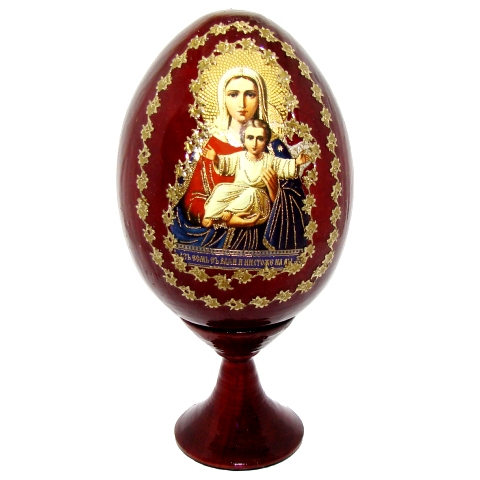 Icone de la Sainte Vierge Marie sur l'oeuf en bois