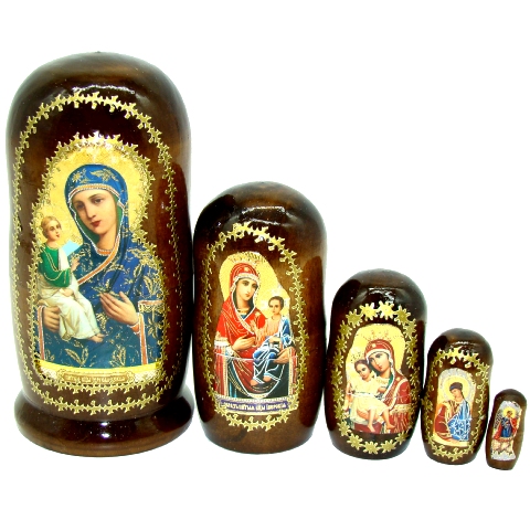 Matriochka religion - icône de la Vierge à l'Enfant