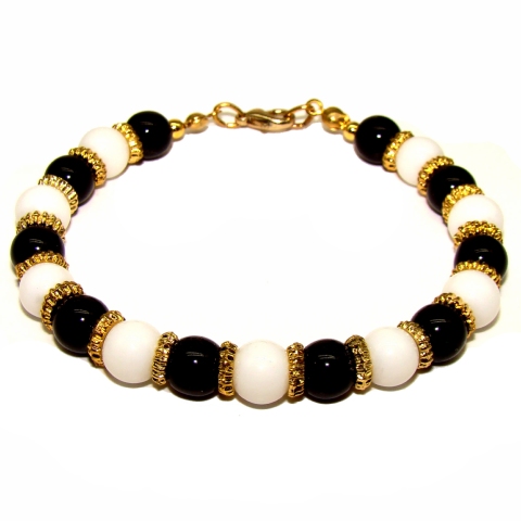 Bracelet Murano perles Noir et Blanc