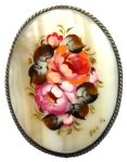 Broche en nacre motif fleurs