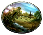 Broche en nacre Paysage Russe