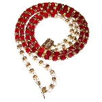 Collier Double Rang perles verre Murano rouge