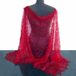 Étole rouge framboise - étole russe tricotée à la main