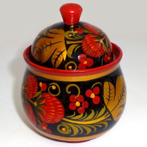 Pot de cuisine à épices en bois peint