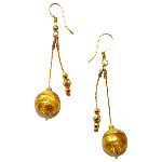 Boucles d'oreille pendantes Murano - Jaune et Or