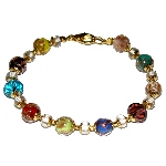 Bracelet verre Murano incrusté de paillettes d'or