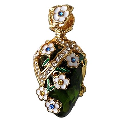 Pendentif Cristal Vert Émeraude - Oeuf style Faberge