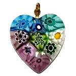 Pendentif cœur Murano millefiori