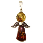 Ange pendentif en Ambre et Argent