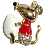 Broche Souris - email et strass