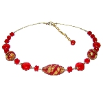 Collier Ras du cou Murano - Rouge et Or