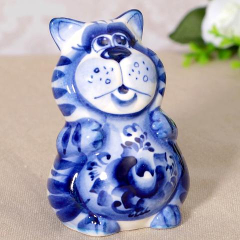 Figurine Chat assis en ceramique
