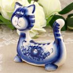 Grande Figurine Chat en Porcelaine