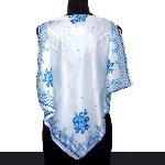 Foulard de tête en coton blanc et bleu