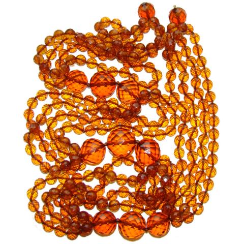 Grand collier en ambre grosses perles facetté - Collier d'ambre luxe