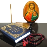 Icône du Christ peinte - icone peine sur oeuf en bois