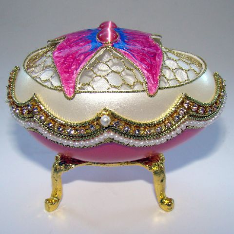 Boite à bijoux oeuf en coquille inspiration Faberge - Papillon 
