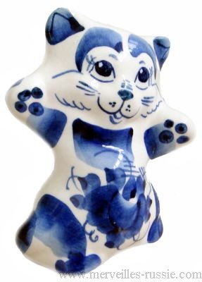 Chat Figurine Statuette en porcelaine